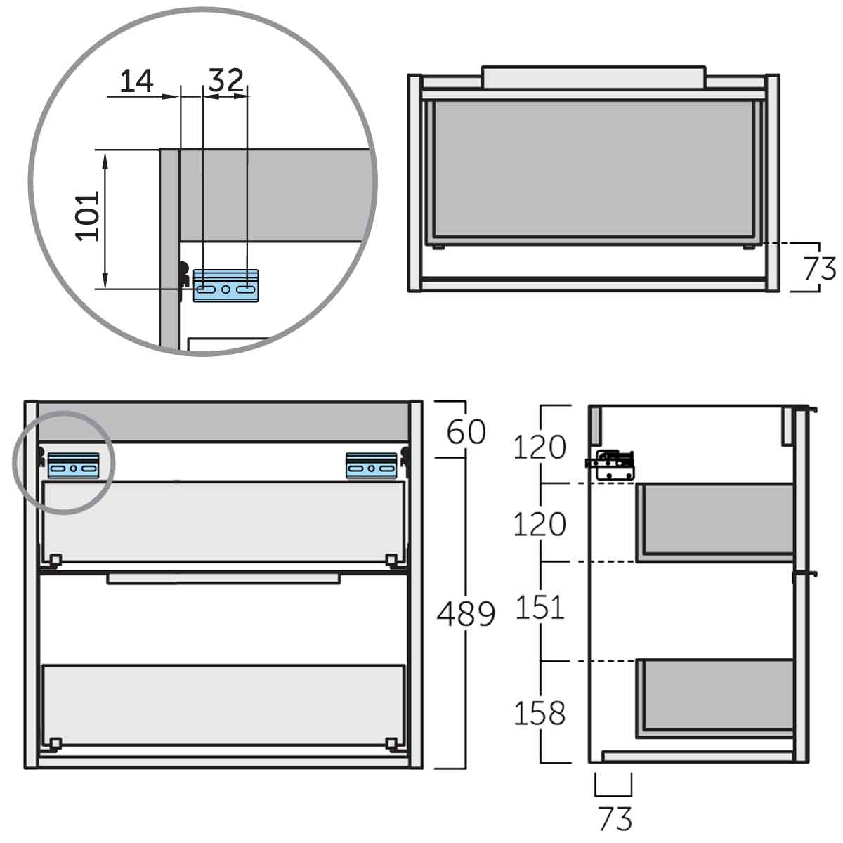 Badrumsmöbel Set Tenfors Smidig 60 cm Vit Blank