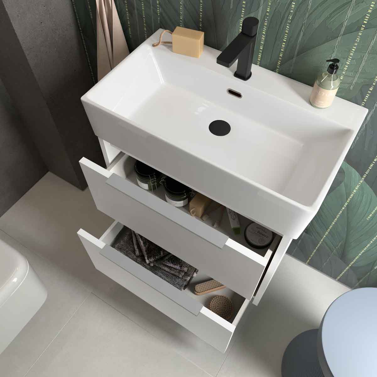 Badrumsmöbel Set Tenfors Smidig 60 cm Vit Blank