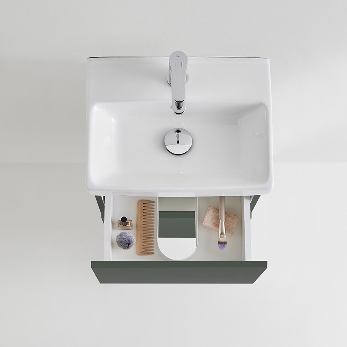 Badrumsmöbel set Hafa Neat Lådor med Tvättställ Grön 42cm