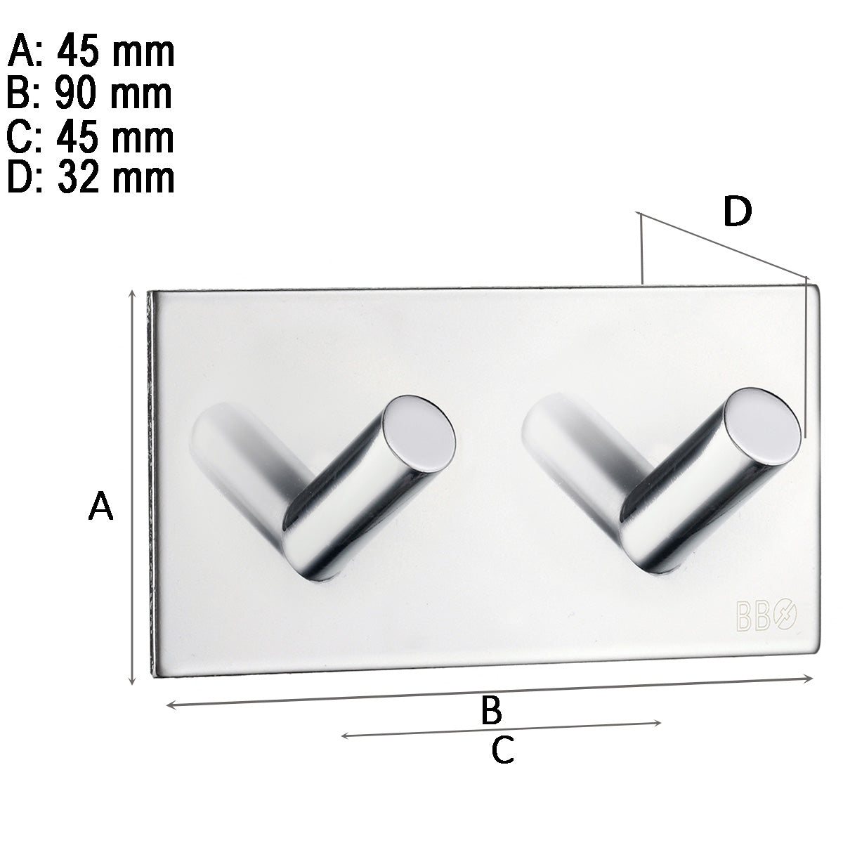 Dobbel krok Smedbo Selvklebende Kantet Krom Polert