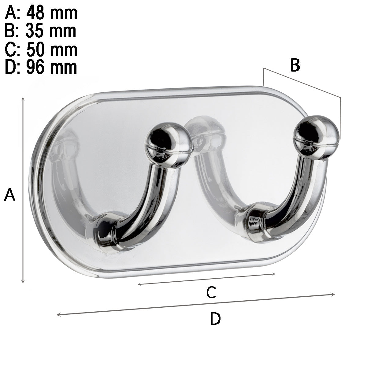 Dubbelkrok Smedbo Självhäftande Krom Blank