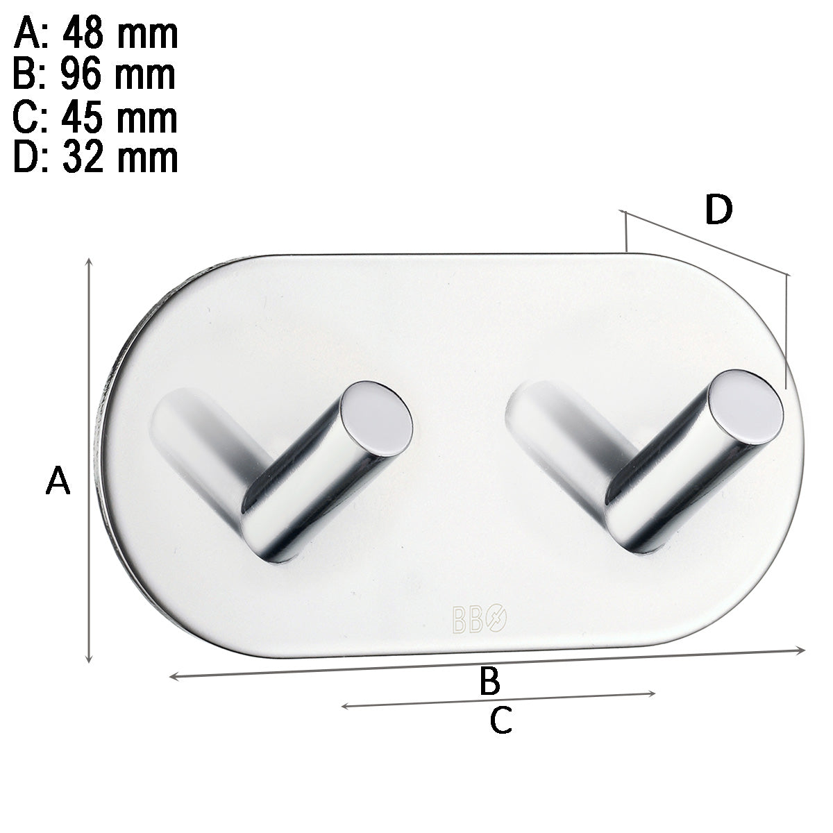 Dobbel krok Smedbo Selvklebende Rund Krom Polert
