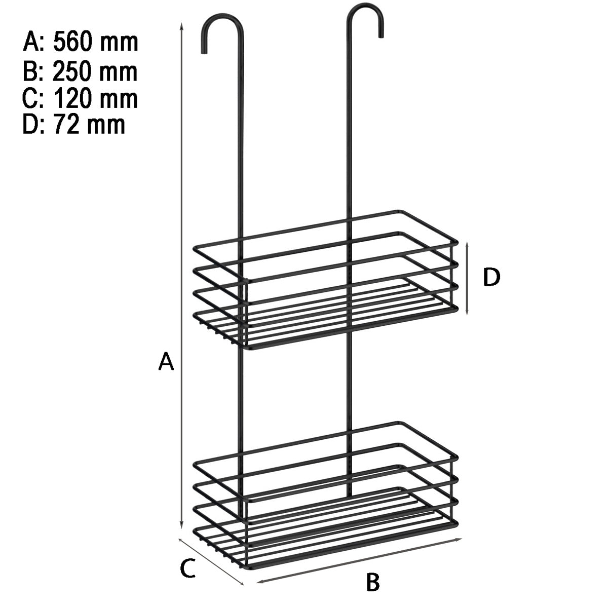 Duschkorg 2-plan Smedbo Svart Matt