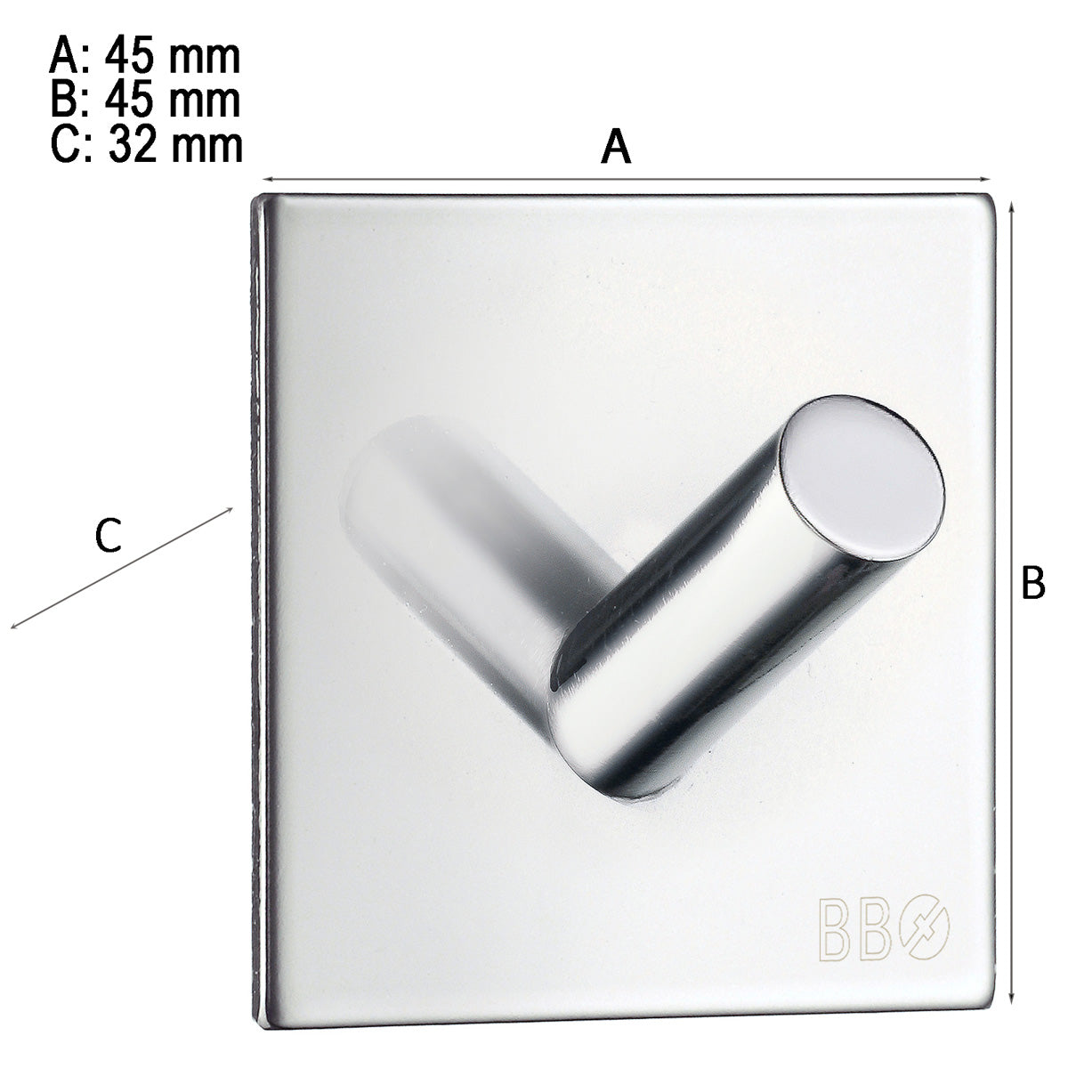 Enkelkrok Smedbo Selvklebende Kantet Krom Polert