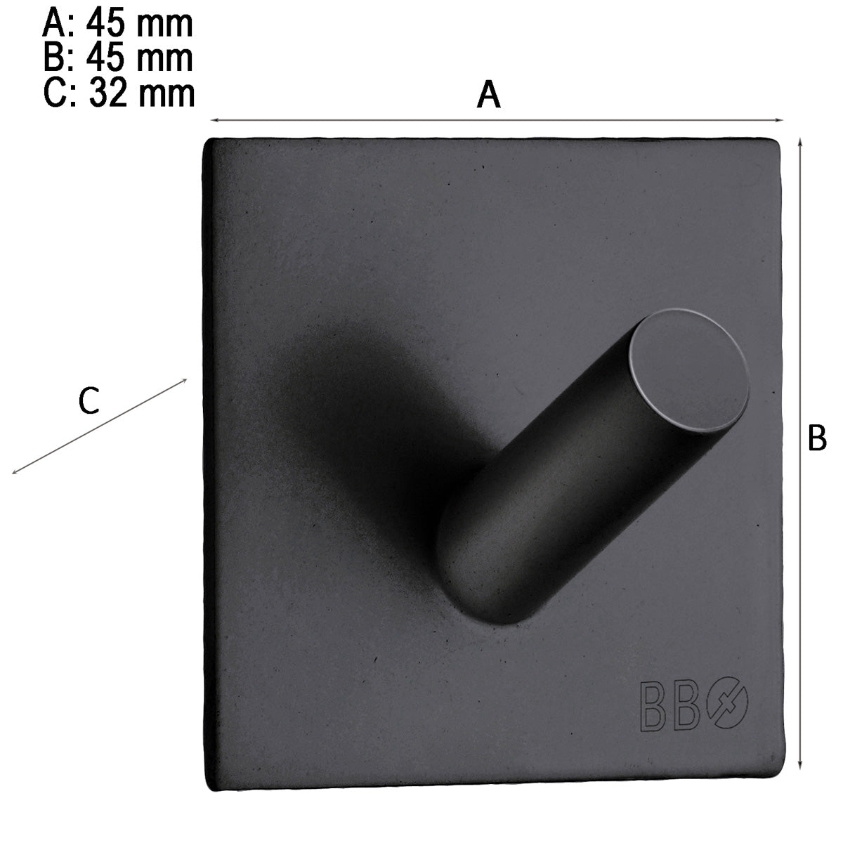 Enkelkrok Smedbo Selvklebende Kantet Svart Matt