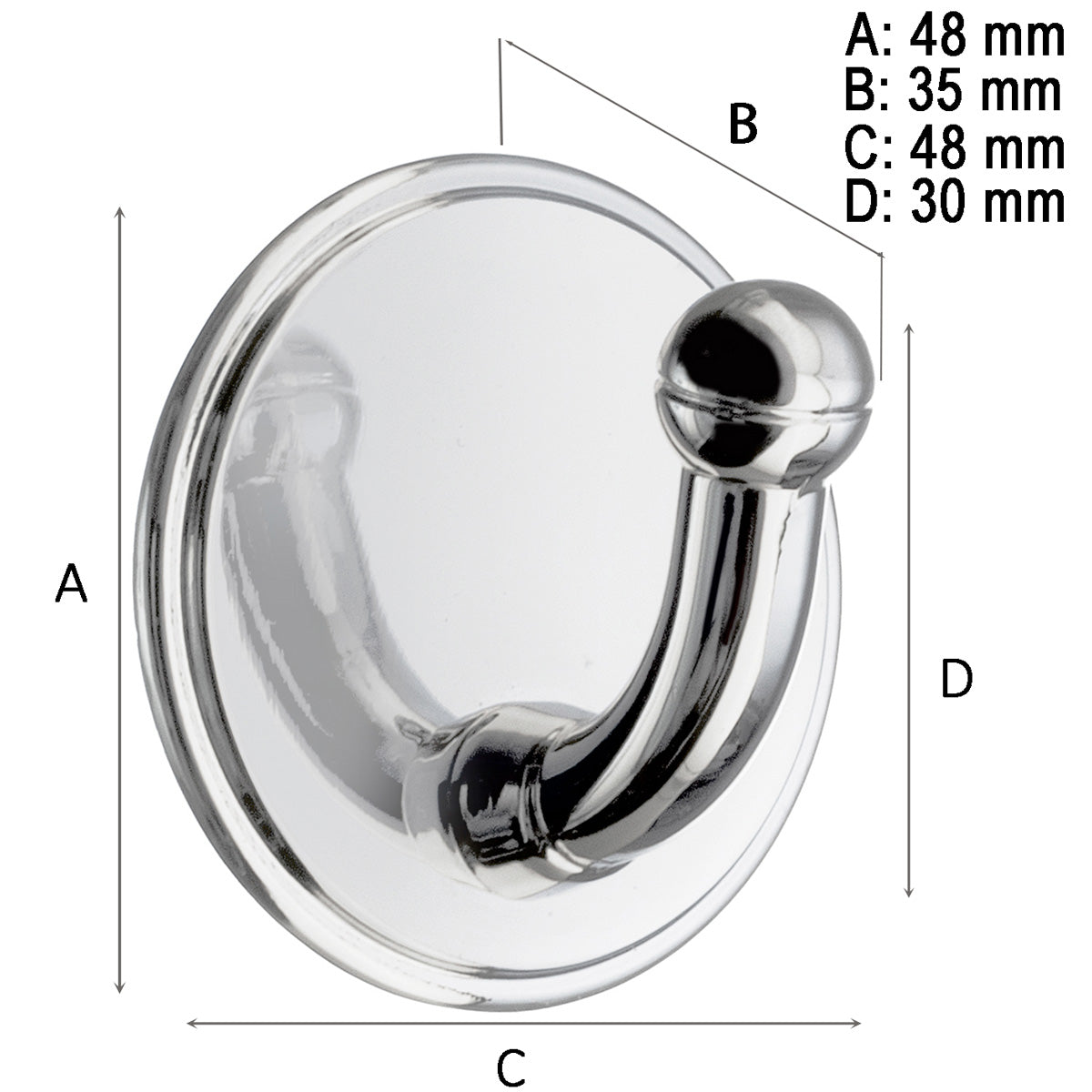 Enkelkrok Smedbo Självhäftande Krom Blank