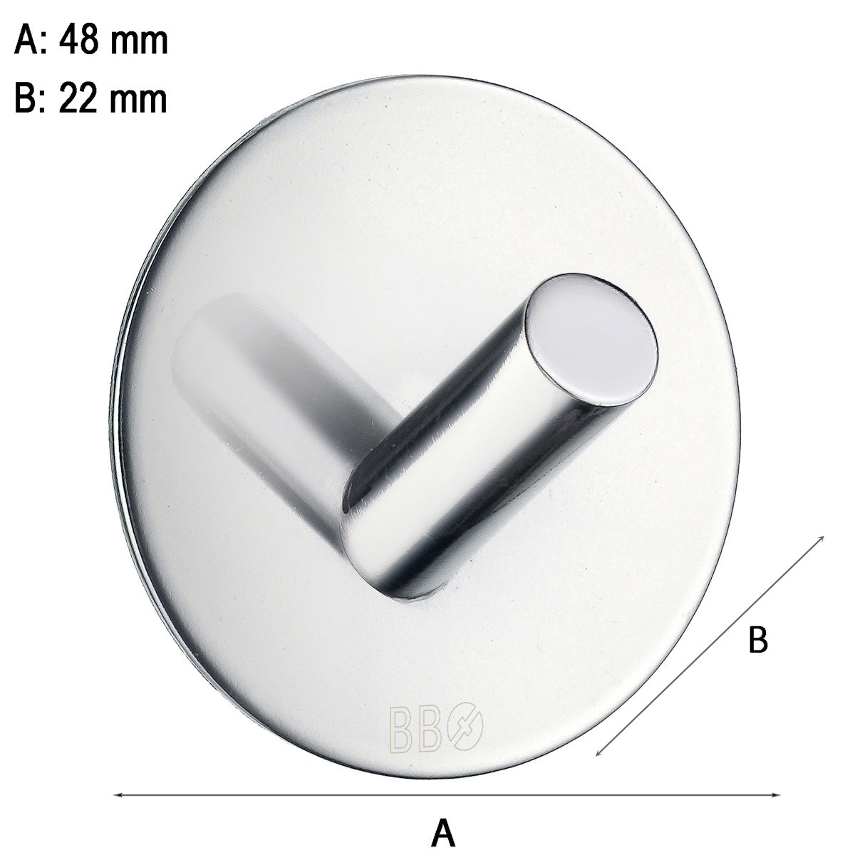 Enkelkrok Smedbo Självhäftande Rund Krom Blank