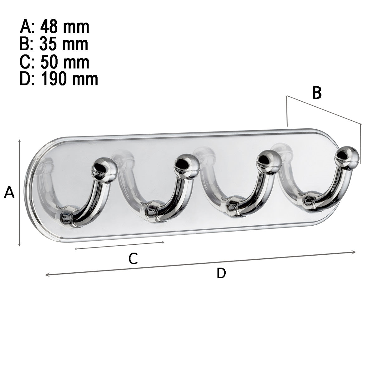 Fyrkrok Smedbo Självhäftande Krom Blank