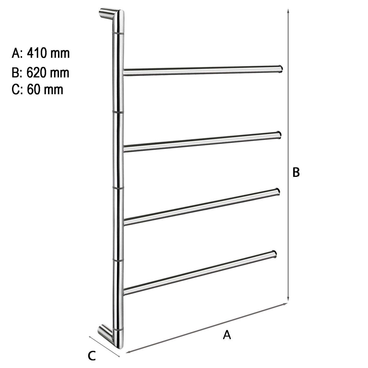 Handduksstång Smedbo Outline, 4-armad, Rostfri Polerad