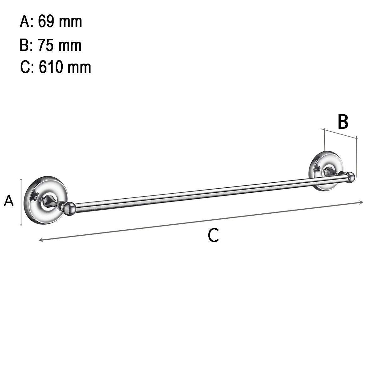 Handduksstång Smedbo Villa Krom Blank 60 cm