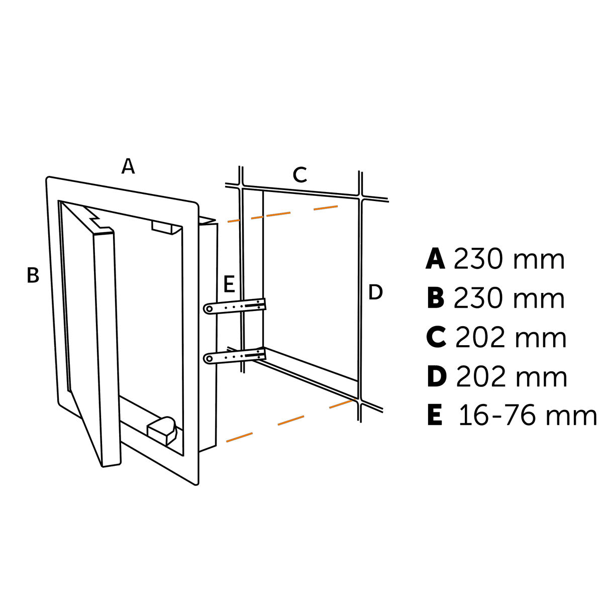 Inspektionslucka Vit 200x200 mm