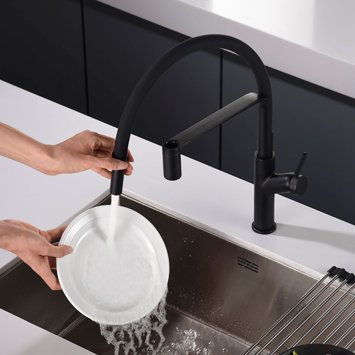 Köksblandare Sena med flexibel pip Svart
