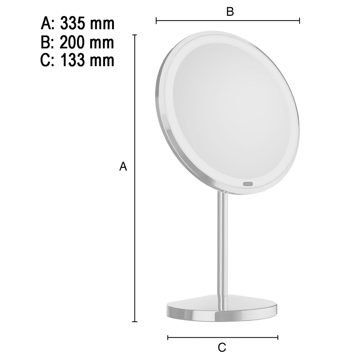 Sminkesepeil Smedbo Glow Frittstående LED Krom Polert