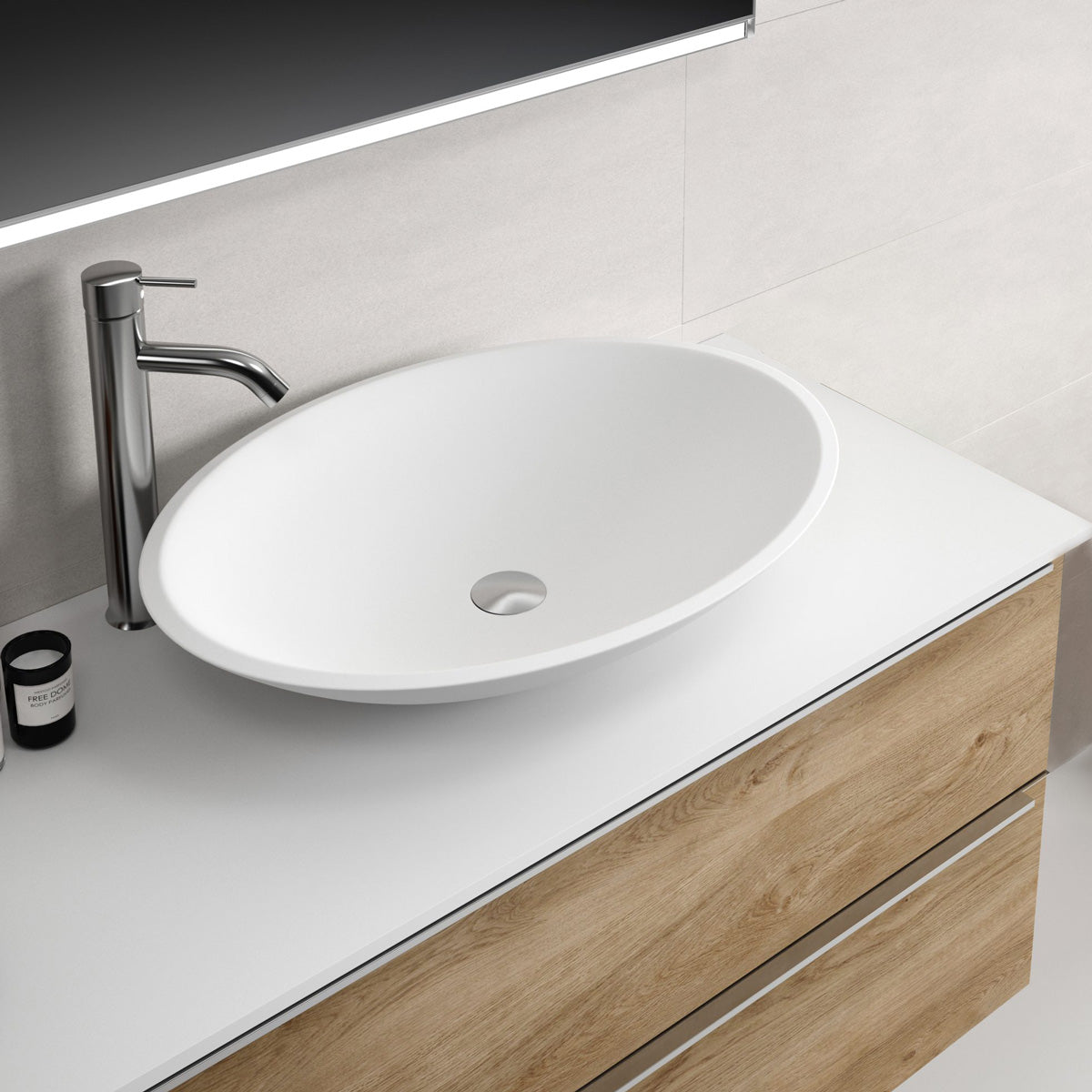 Bänkskiva Solid Surface Tenfors 60x45 cm Vit Matt
