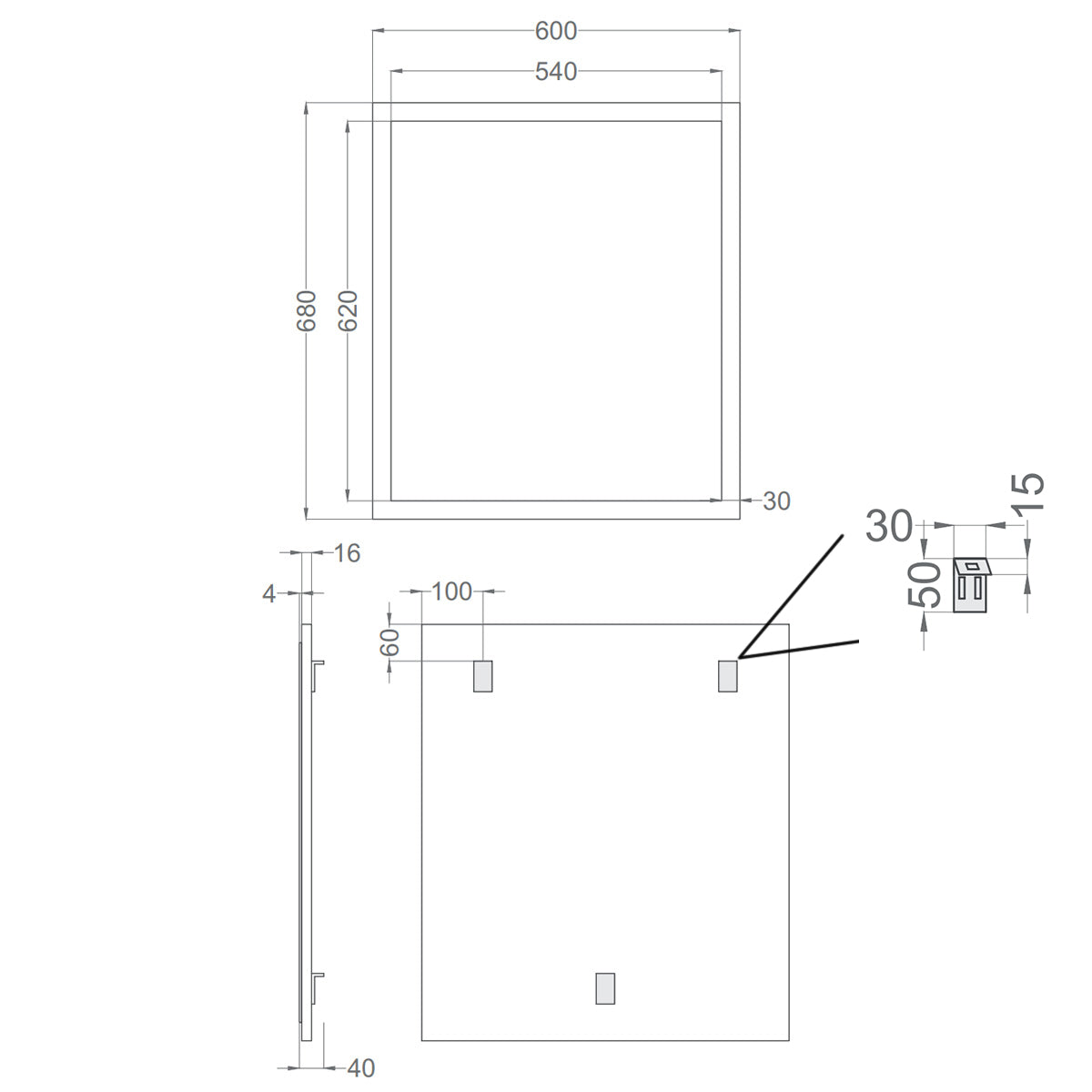 Badrumsspegel 60x68 cm Tenfors Allmoge Antracit