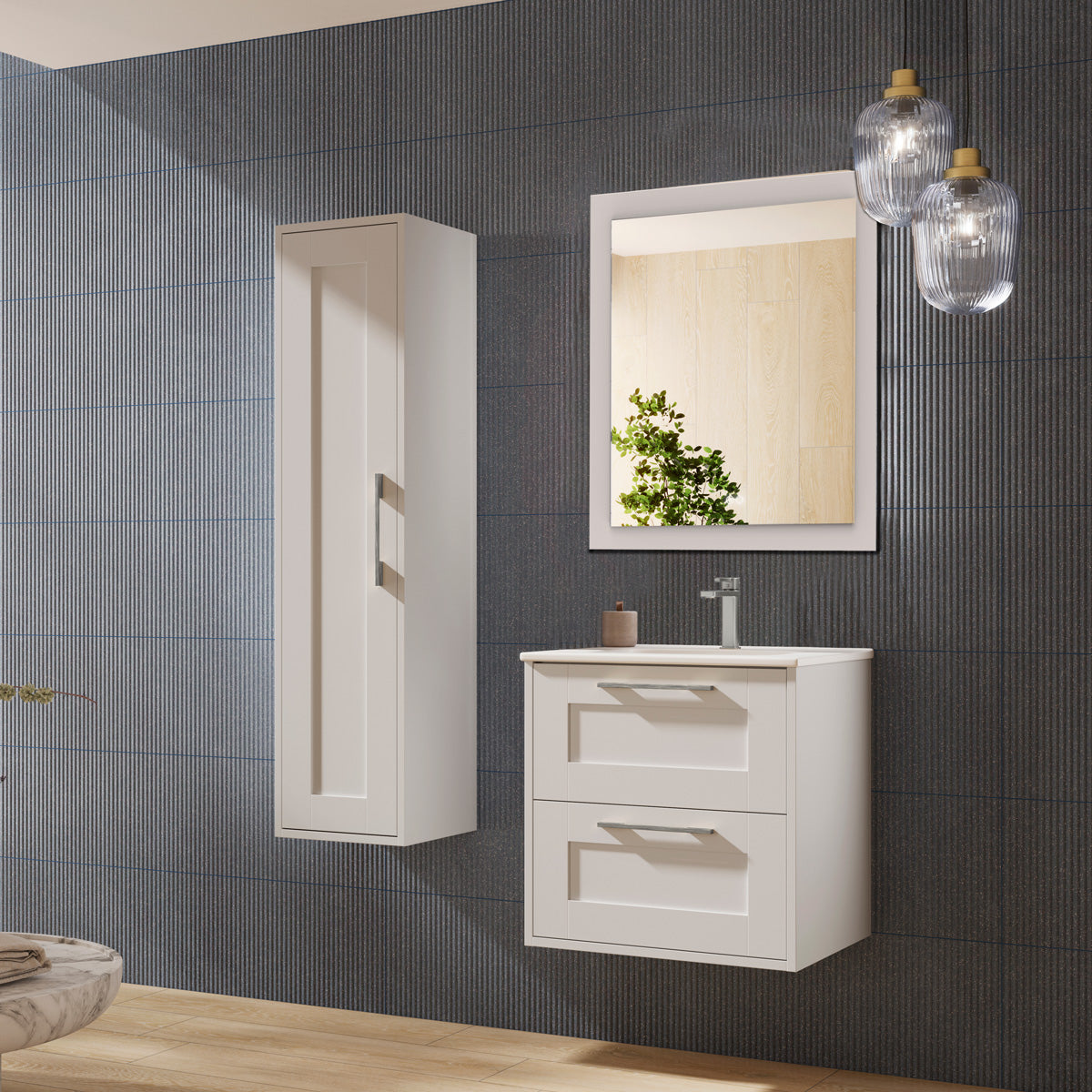 Badrumsspegel 60x68 cm Tenfors Allmoge Vit Matt