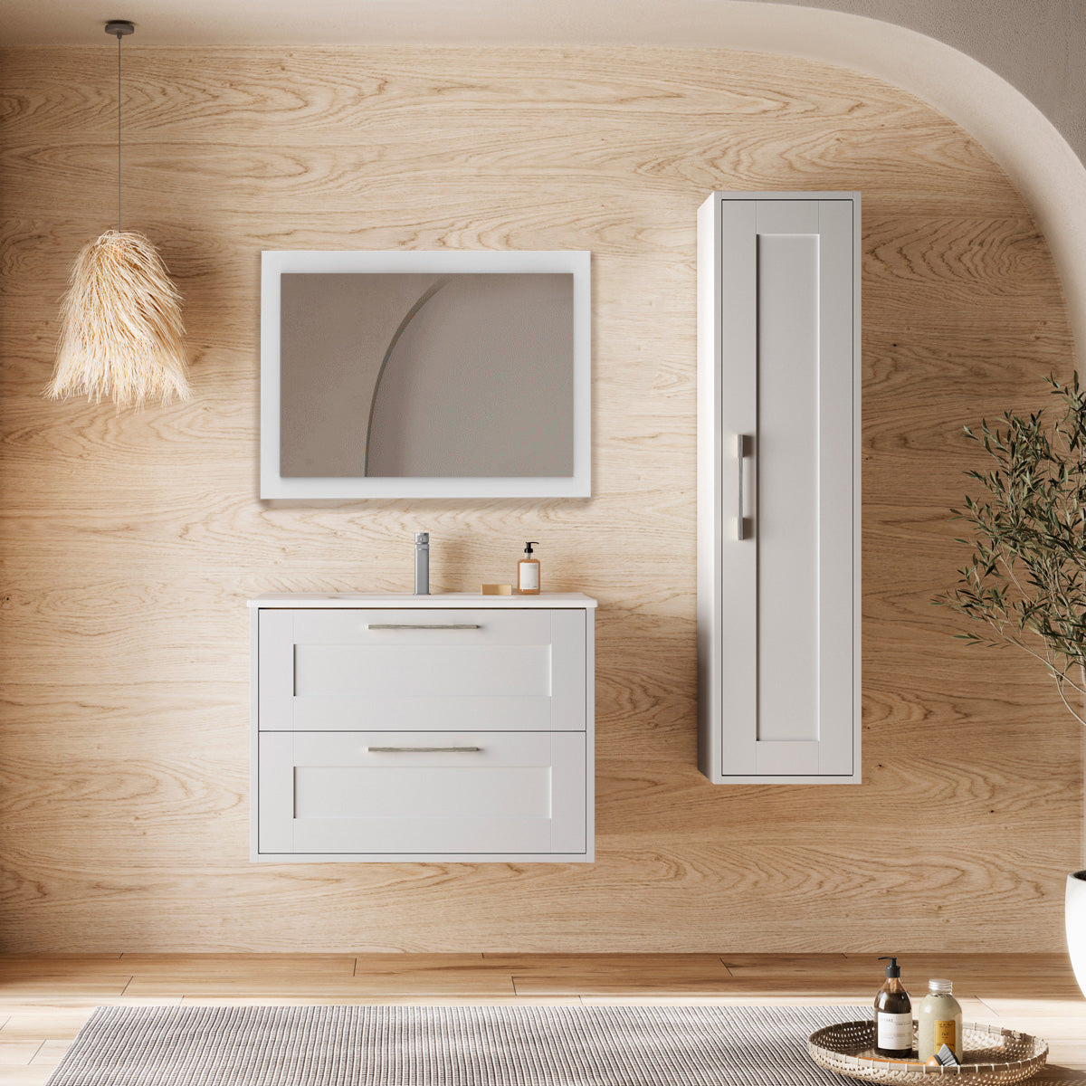 Badrumsspegel 80x68 cm Tenfors Allmoge Vit Matt
