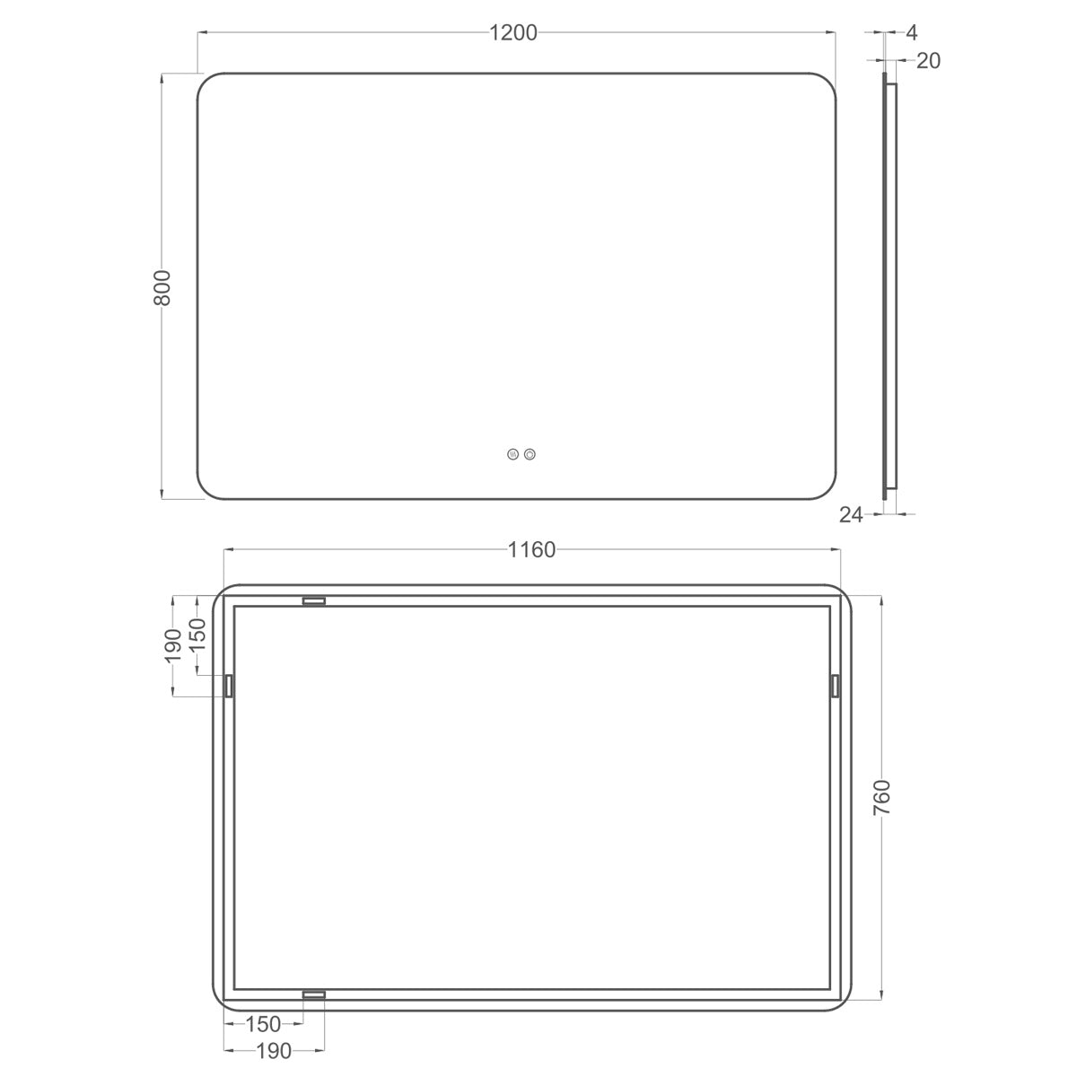 Badrumsspegel Imfri LED 120x80 cm Tenfors Verona