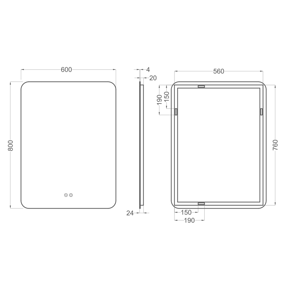 Badrumsspegel Imfri LED 60x80 cm Tenfors Verona