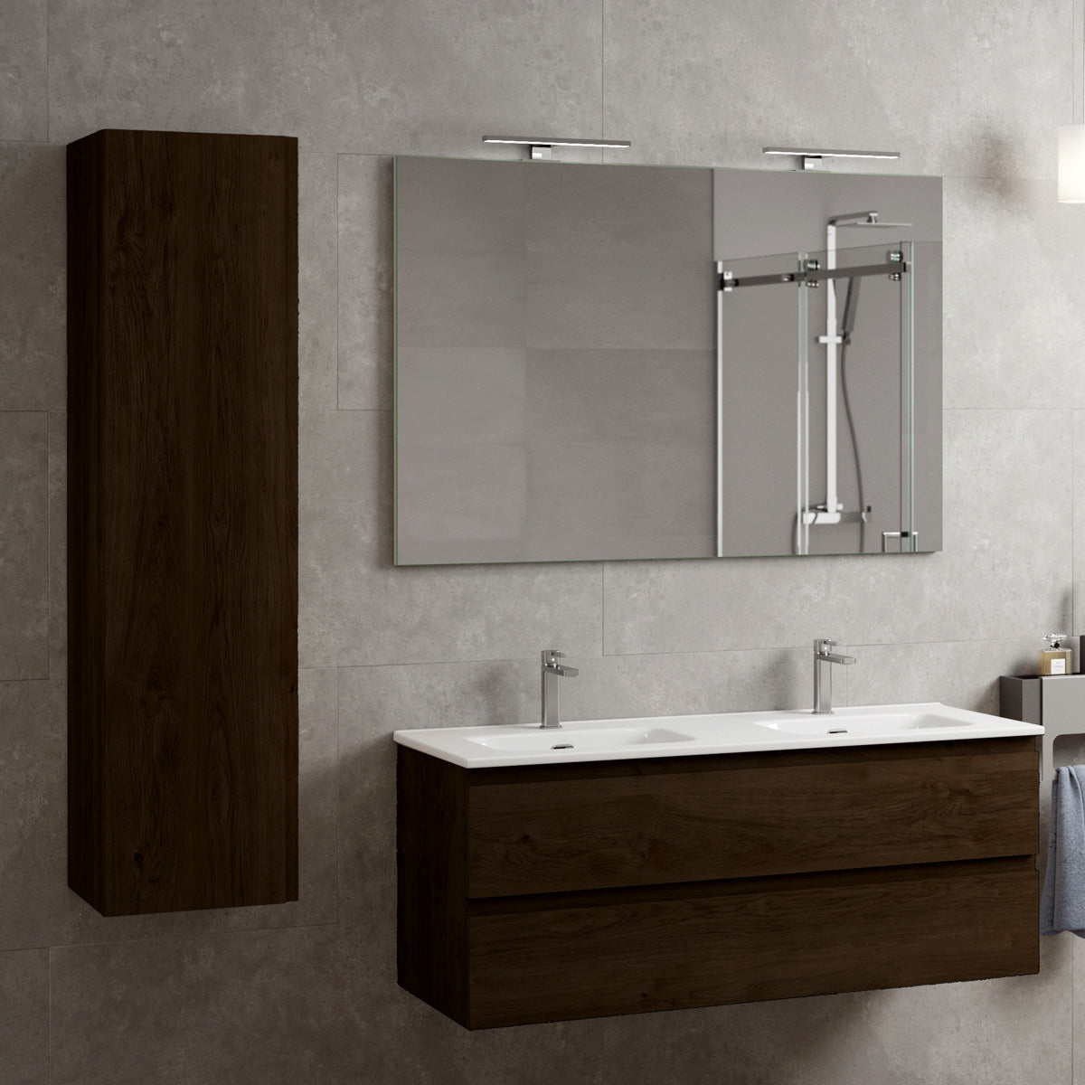 Provbit Högskåp Badrum 35x140 cm Tenfors Norrvik Valnöt