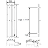 Handdukstork Hafa Grace 340x1400 Rostfri Blank