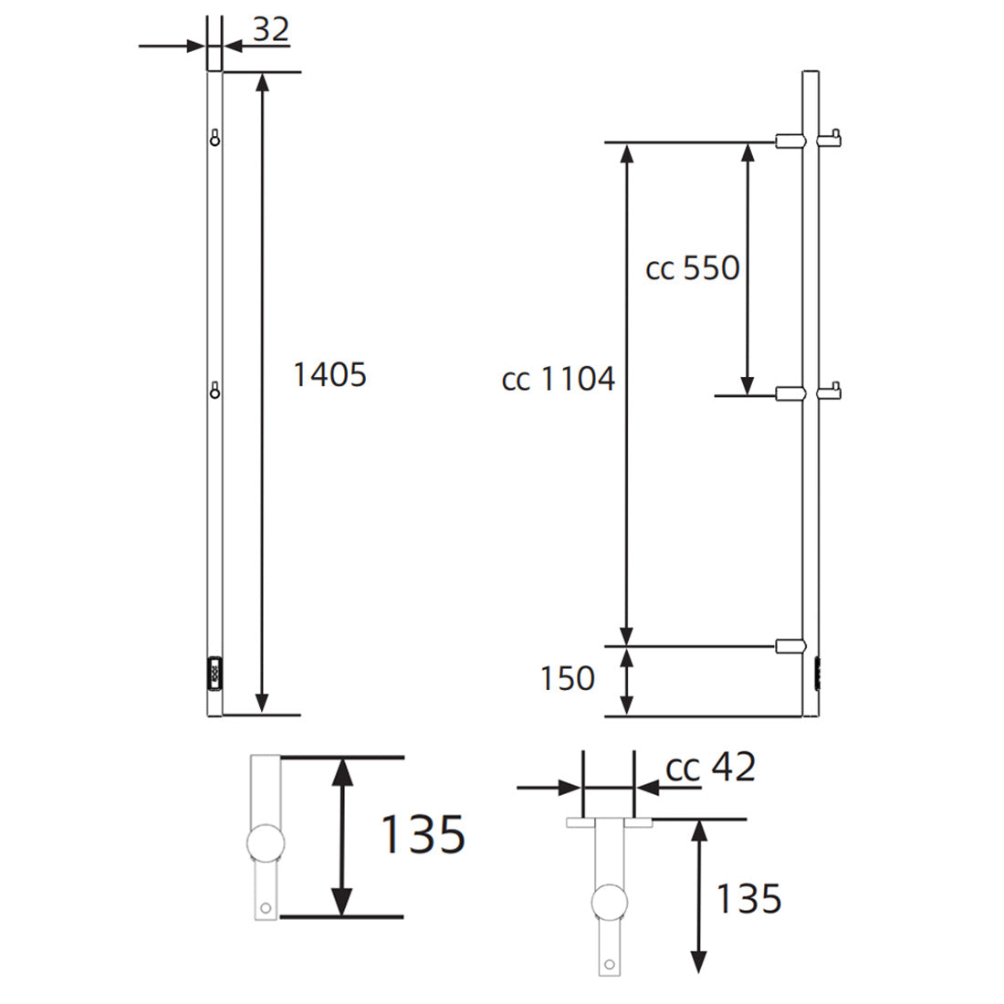Handdukstork Hafa Grace 75x1400 Rostfri Blank
