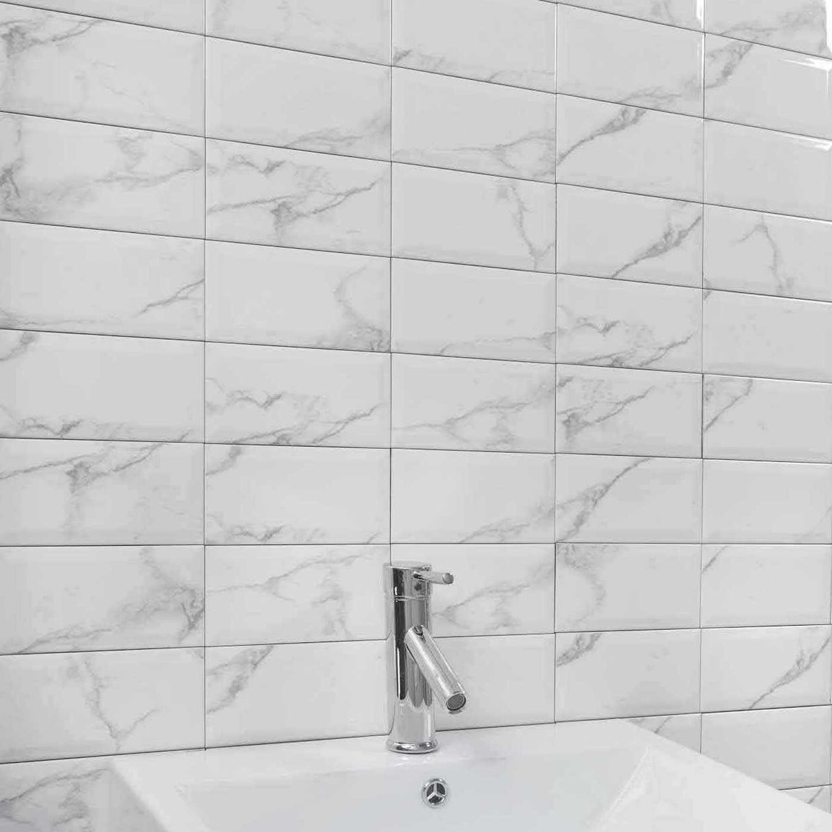 Kakel Metro Carrara Marmor 10x20