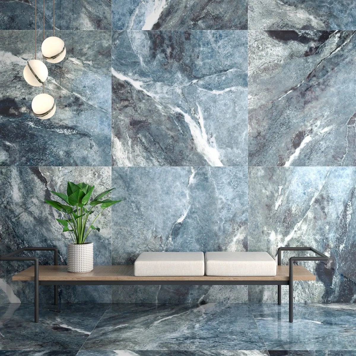 Paketpris! 8.64 m² Klinker Amazona Blue Marmor Blank 120x120 (895:-/m²)