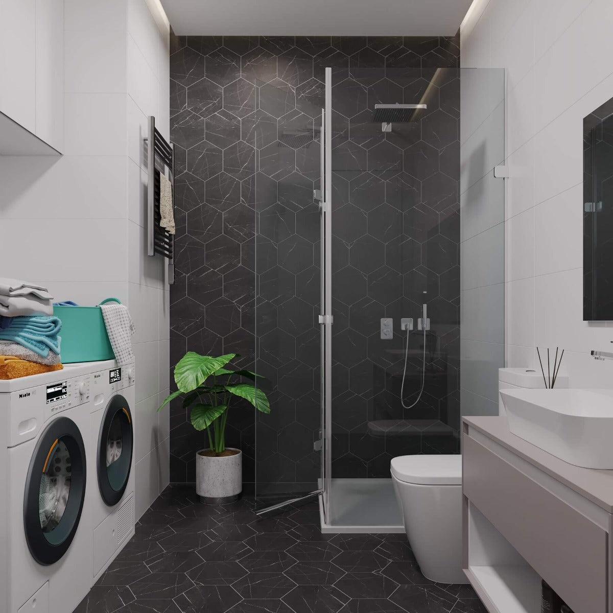 Klinker Hexagon Marquina Marmor
