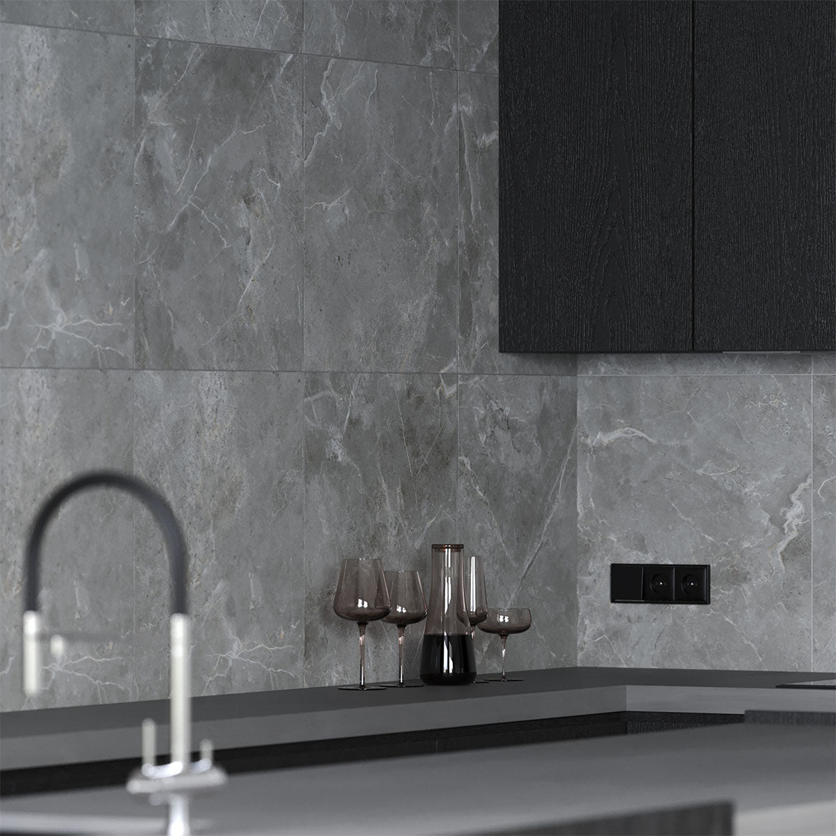 Provbit Klinker Pulpis Dark Grey Marmor Matt 60x60