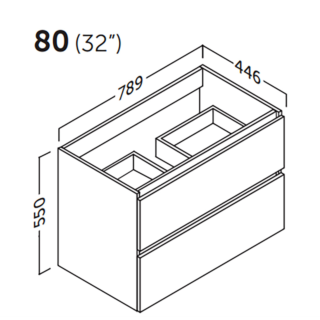 Kommod & Tvättställ 80 cm Tenfors Viken Grå Matt