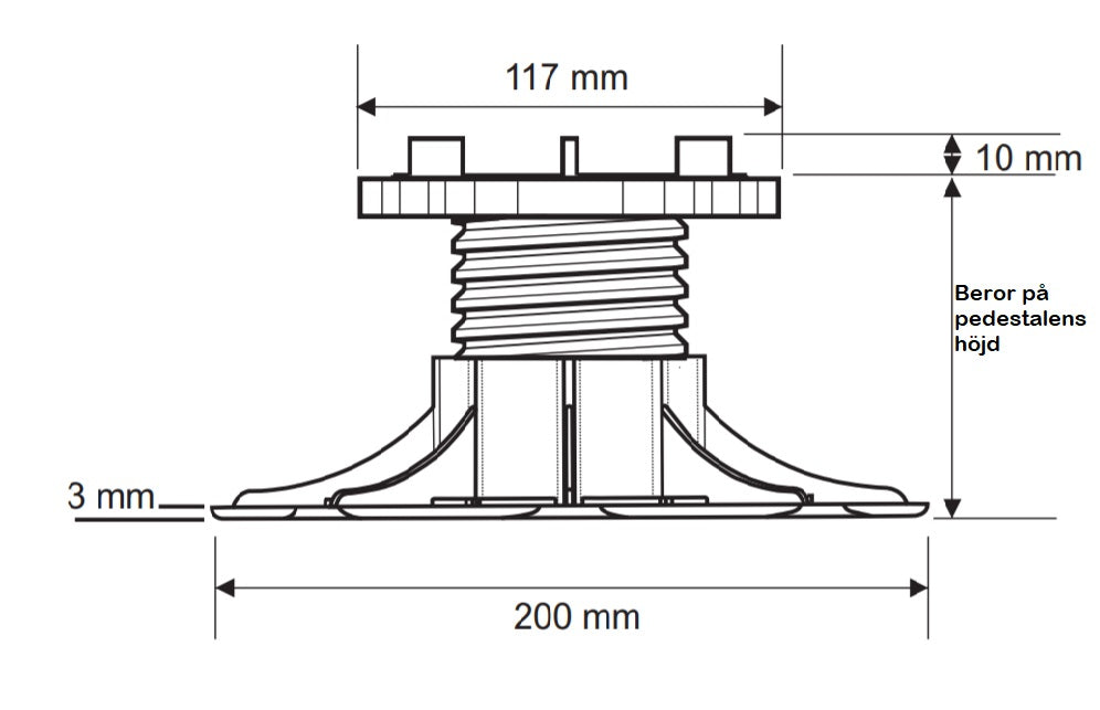 Piedestal Terrassfot 50-75mm