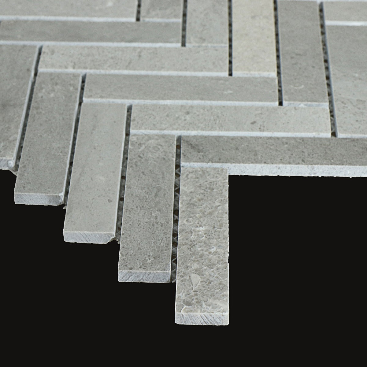 Mosaik Marmor Fishbone Stone Grey