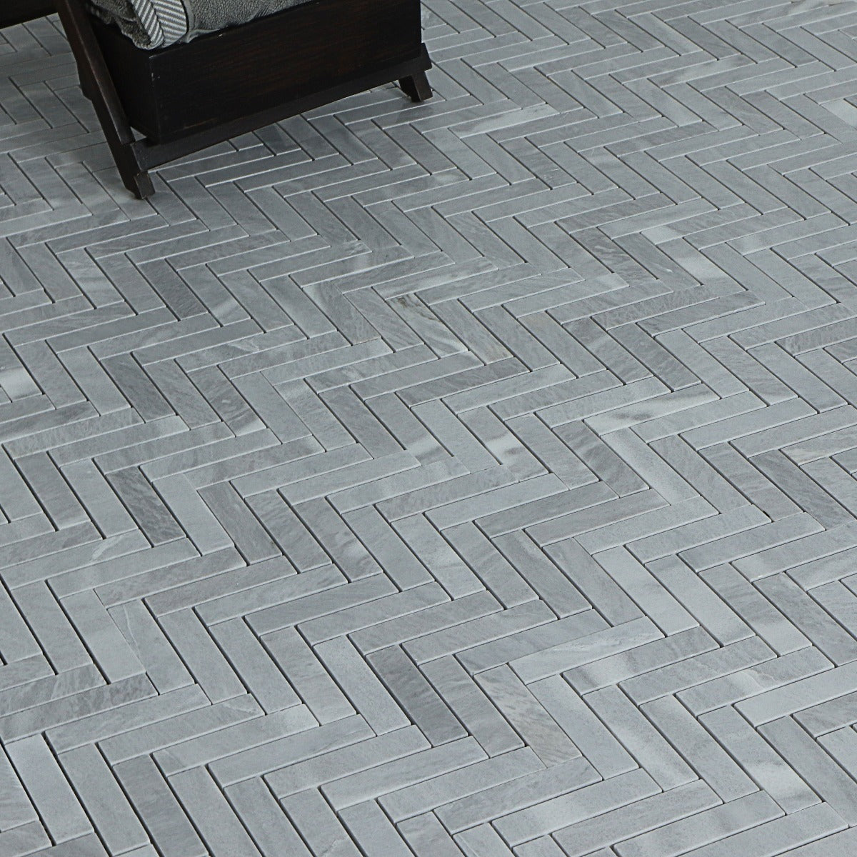 Mosaik Marmor Fishbone Light Grey