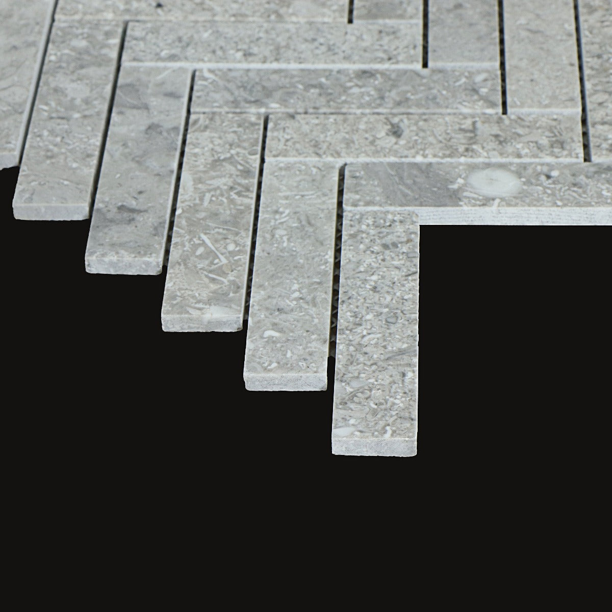 Mosaik Marmor Fishbone Rocky Grey