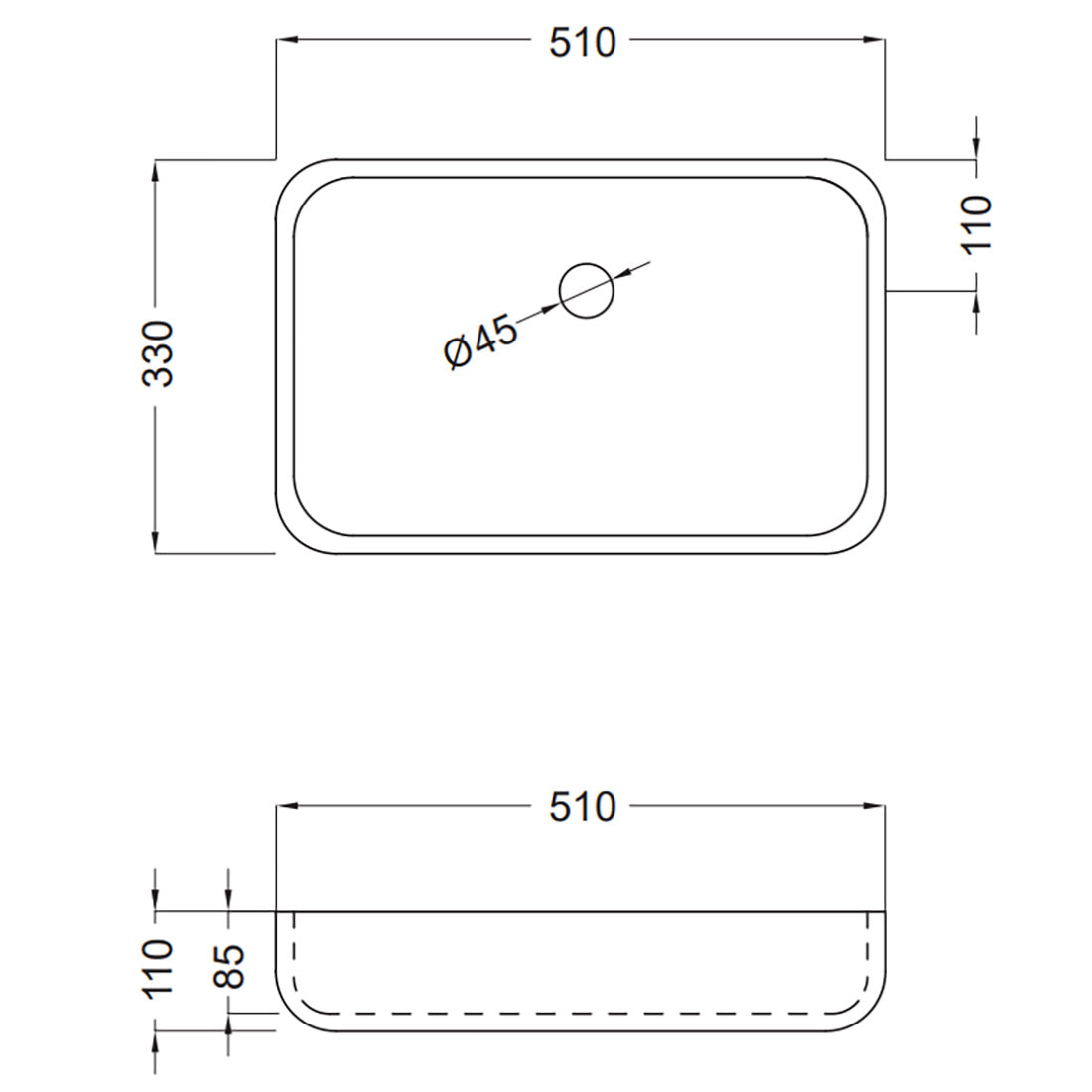 Tvättställ Solid Surface Tenfors Milos 51x33 cm Vit Matt