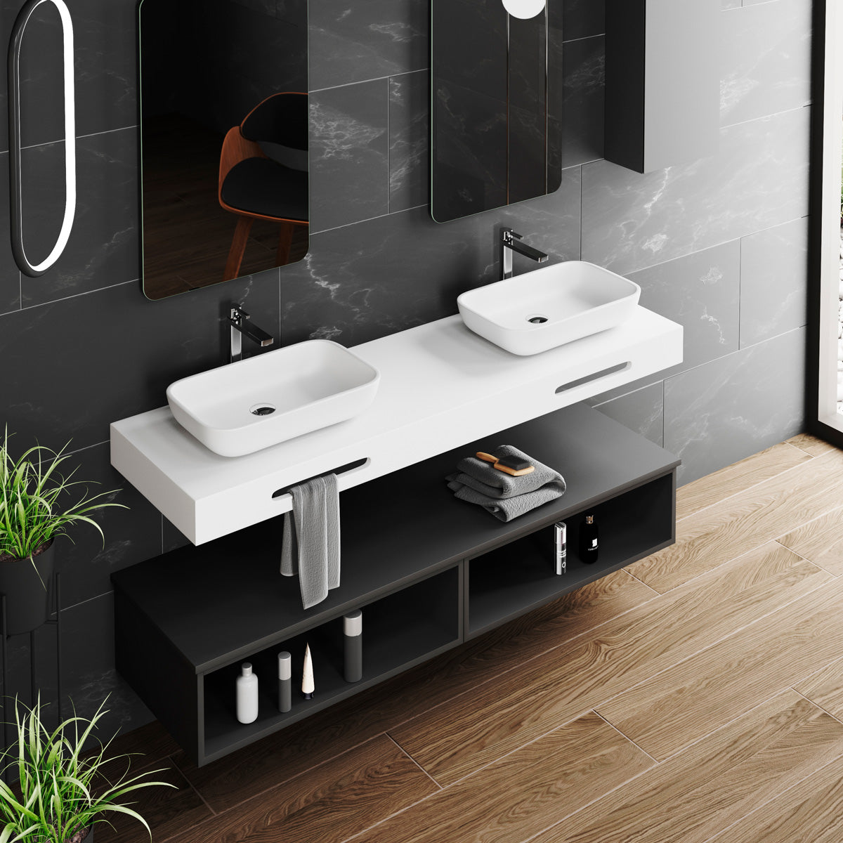 Tvättställ Solid Surface Tenfors Milos 51x33 cm Vit Matt