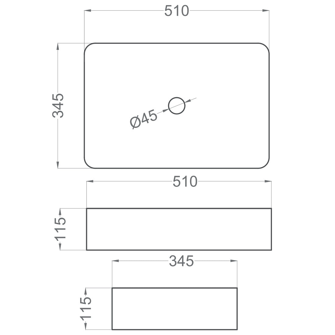 Tvättställ Tenfors Tre 51x35 cm Vit Blank
