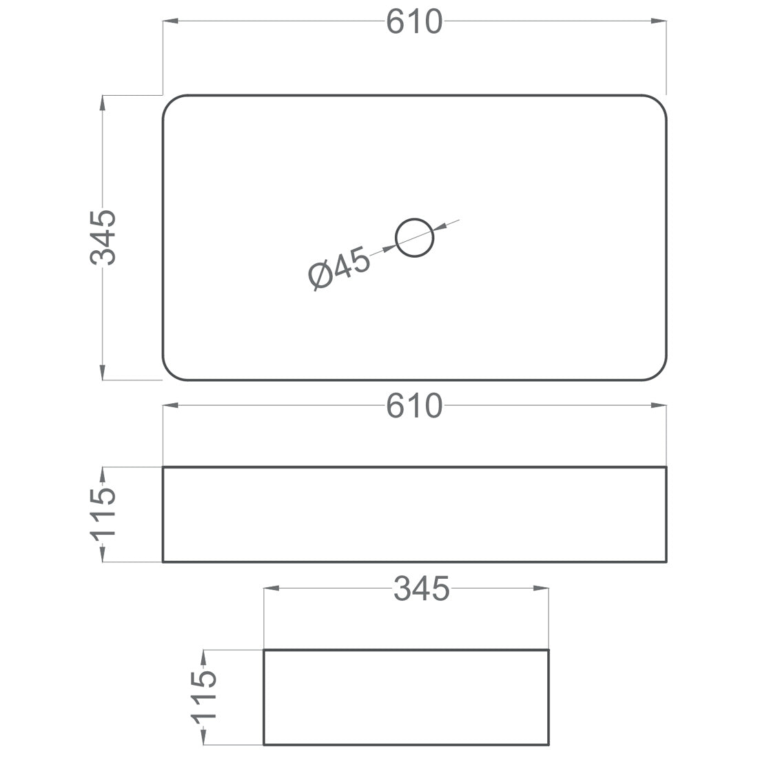 Tvättställ Tenfors Tre 61x35 cm Vit Blank