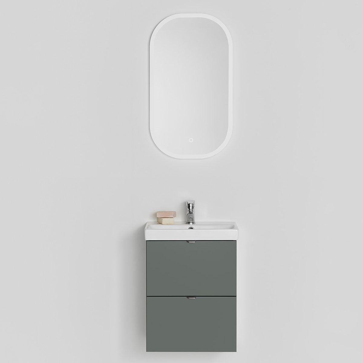 Badrumsmöbel set Hafa Neat Lådor med Tvättställ Grön 42cm