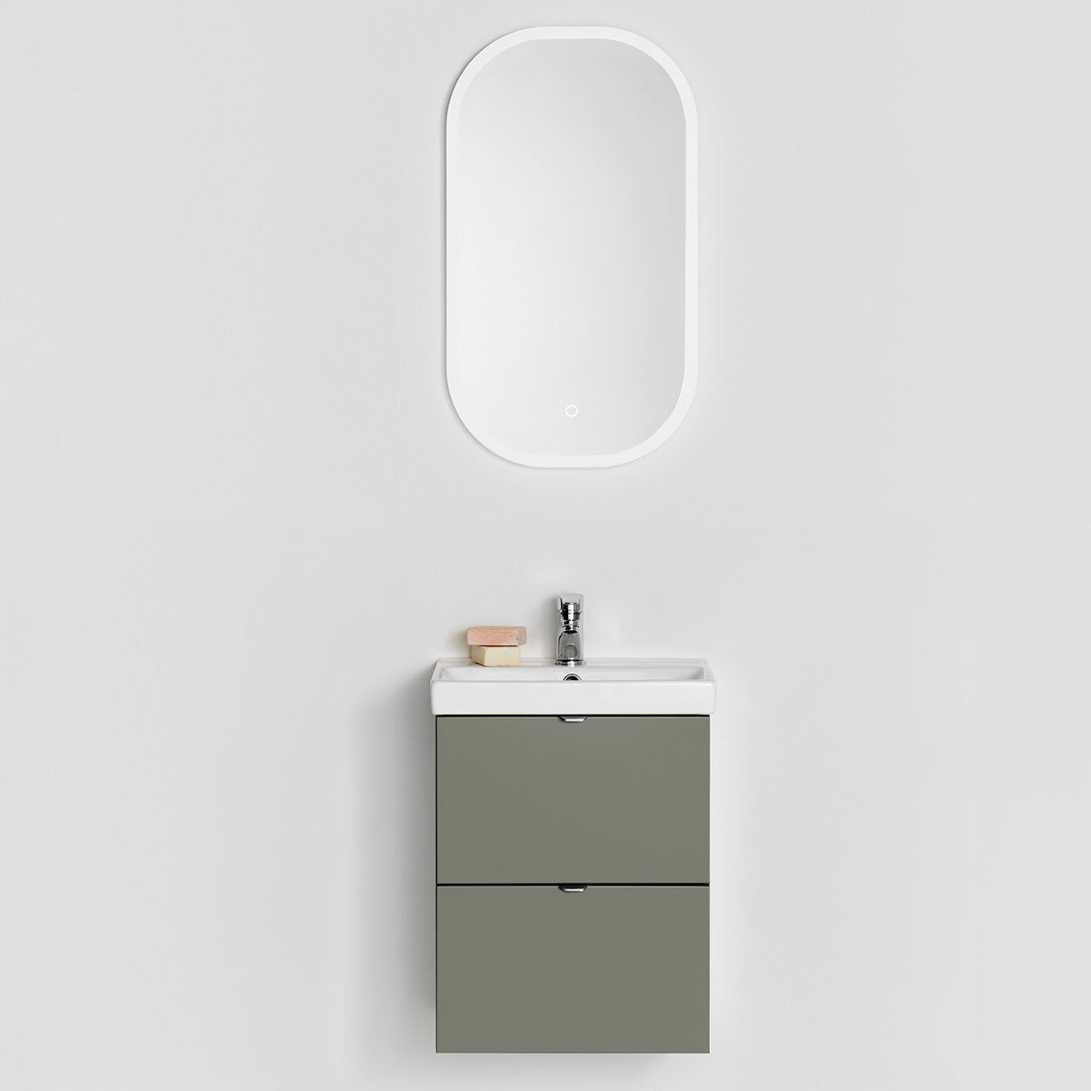 Badrumsmöbel set Hafa Neat Lådor med Tvättställ Varmgrå 42cm