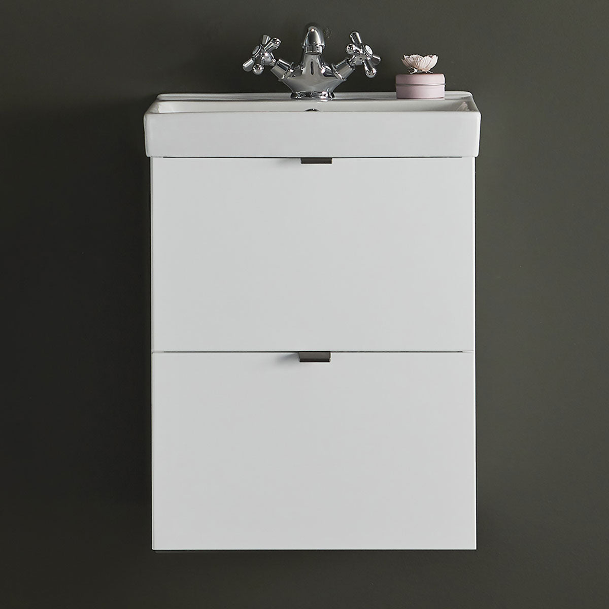 Badrumsmöbel set Hafa Neat Lådor med Tvättställ Vit 42cm