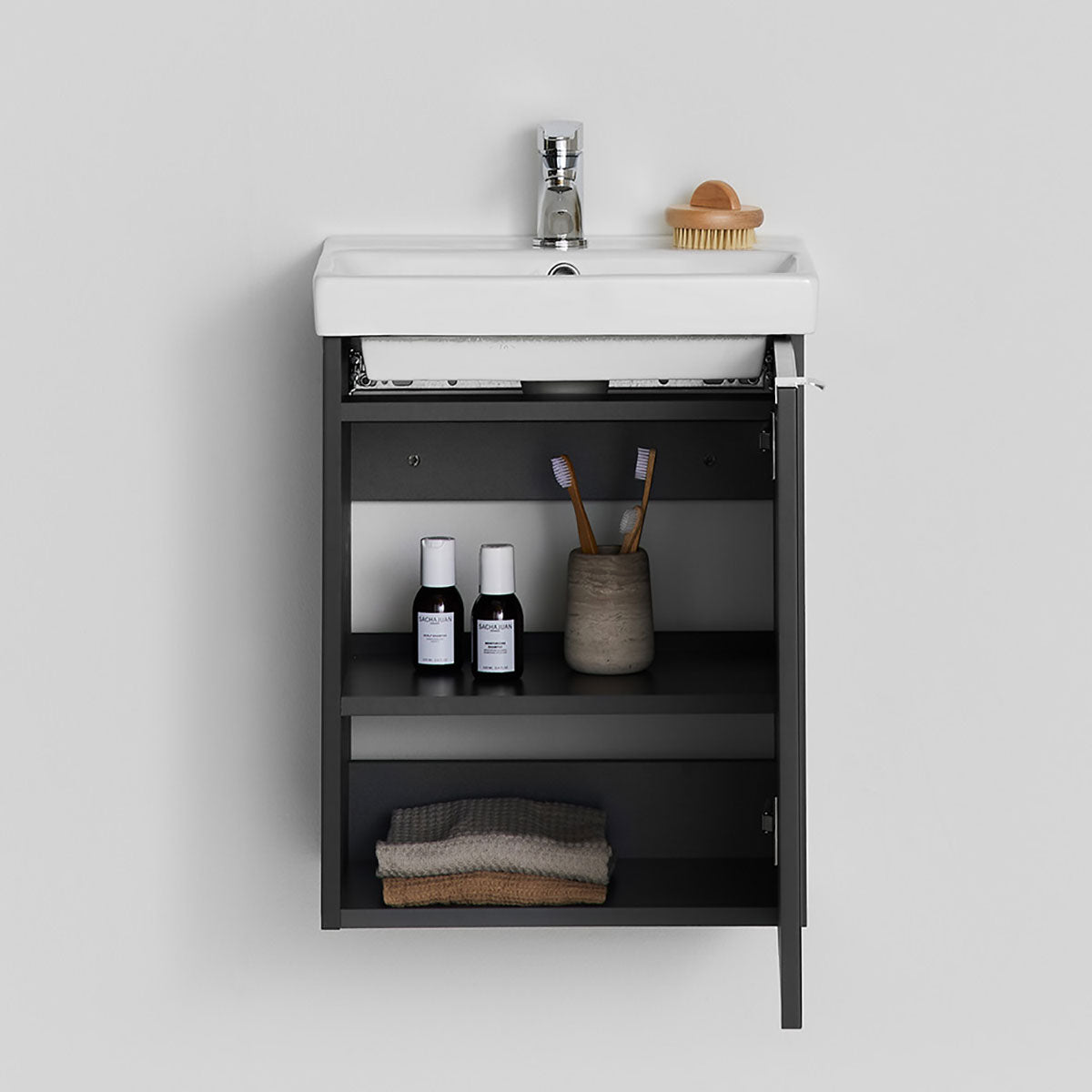 Badrumsmöbel set Hafa Neat Lucka med Tvättställ Antracit 42cm
