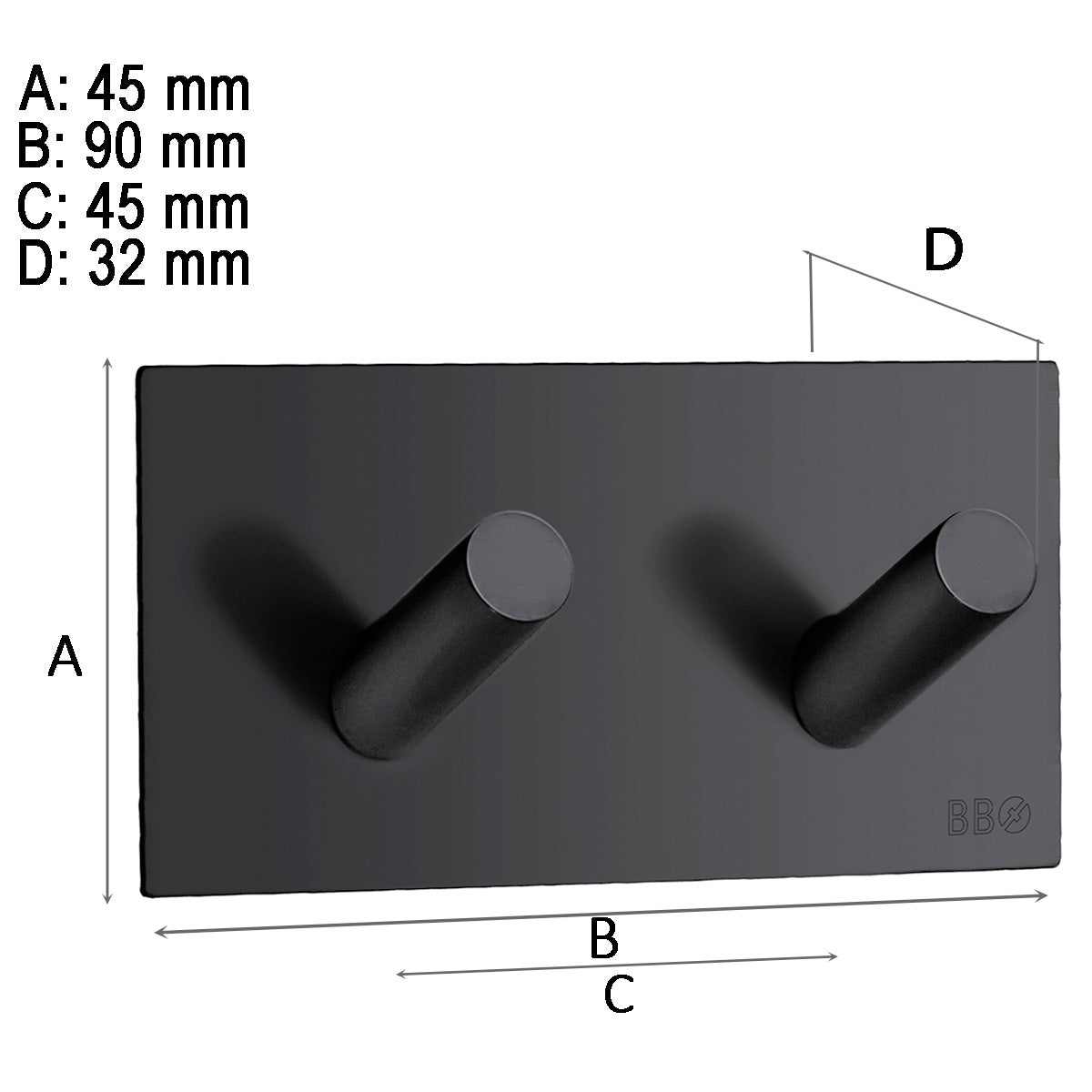 Dobbel krok Smedbo Selvklebende Kantet Svart Matt