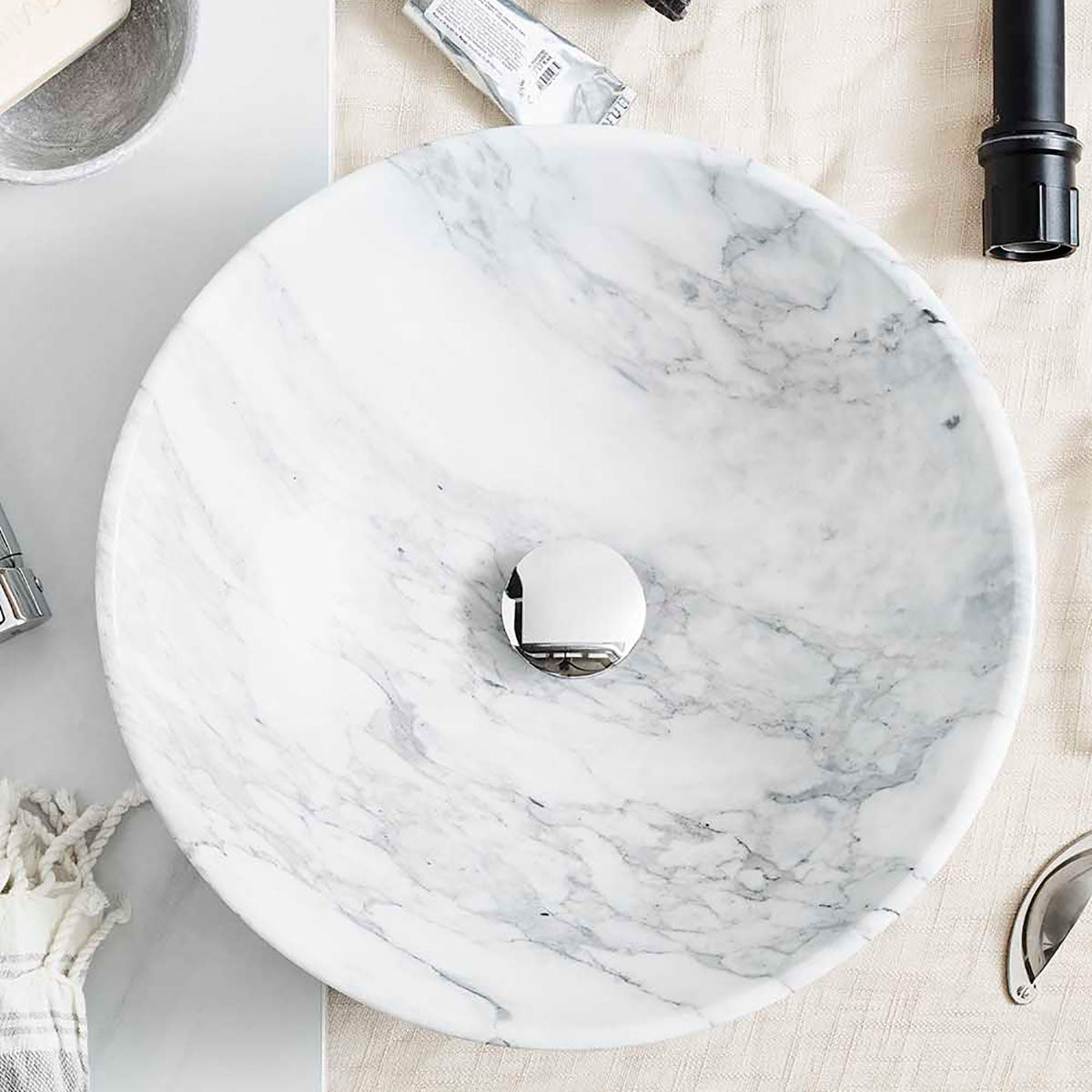 Fristående Tvättställ Noro Marble Vit