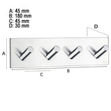 Kroklist, 4 kroker Smedbo Selvklebende Kantet Krom Polert