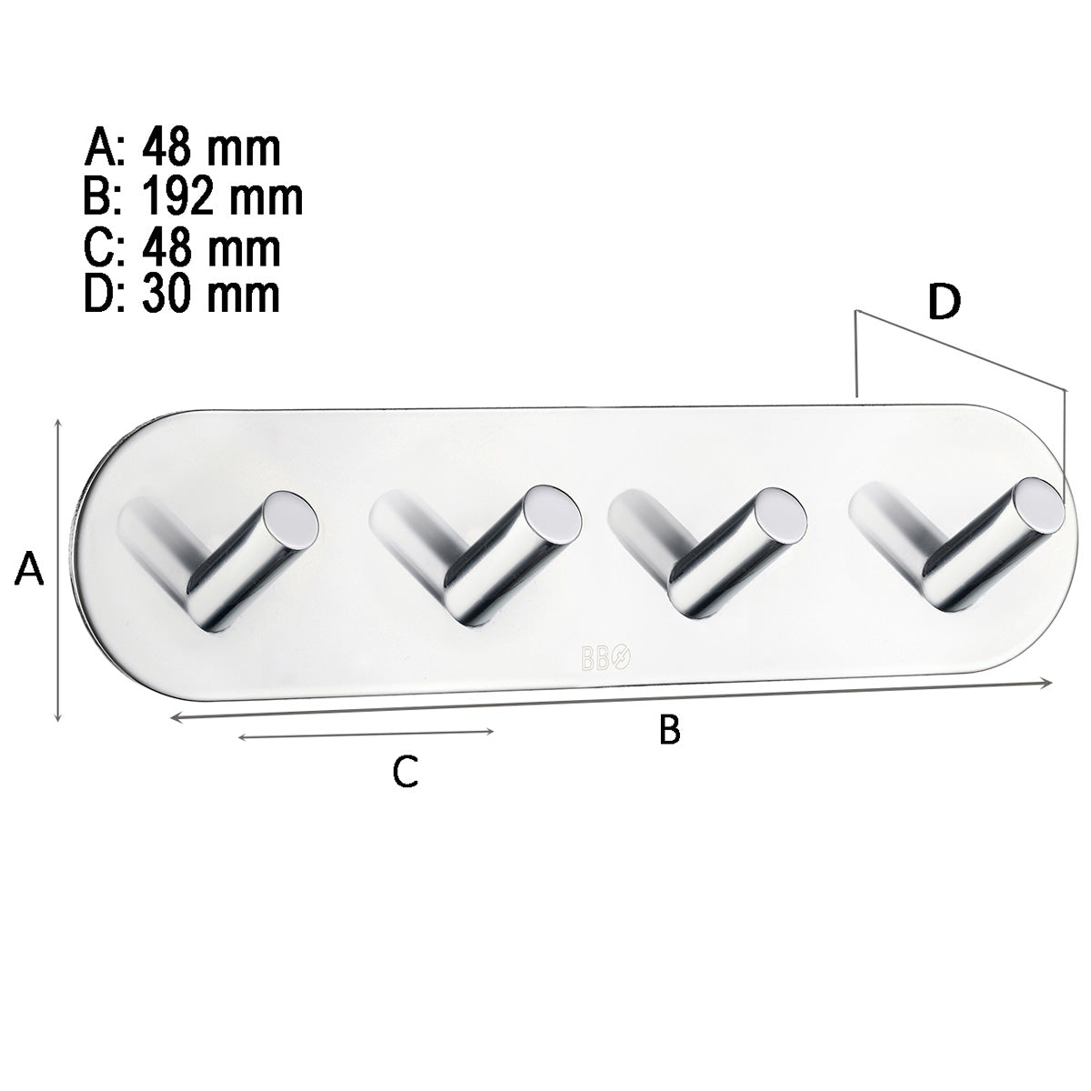 Kroklist, 4 kroker Smedbo Selvklebende Rund Krom Polert