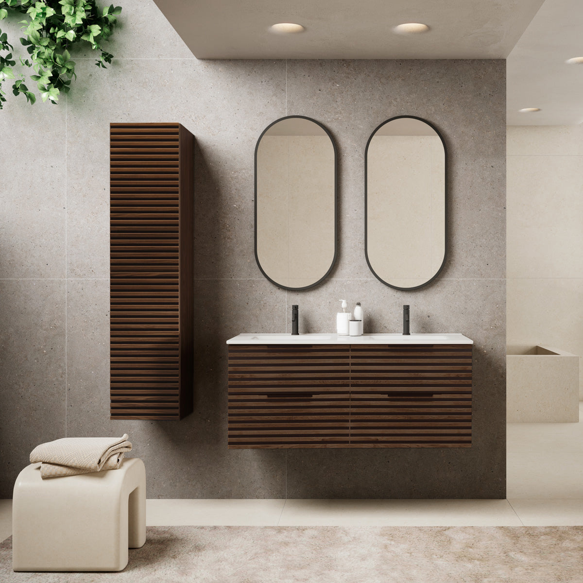 Högskåp Badrum 35x150 cm Tenfors Stilja Valnöt