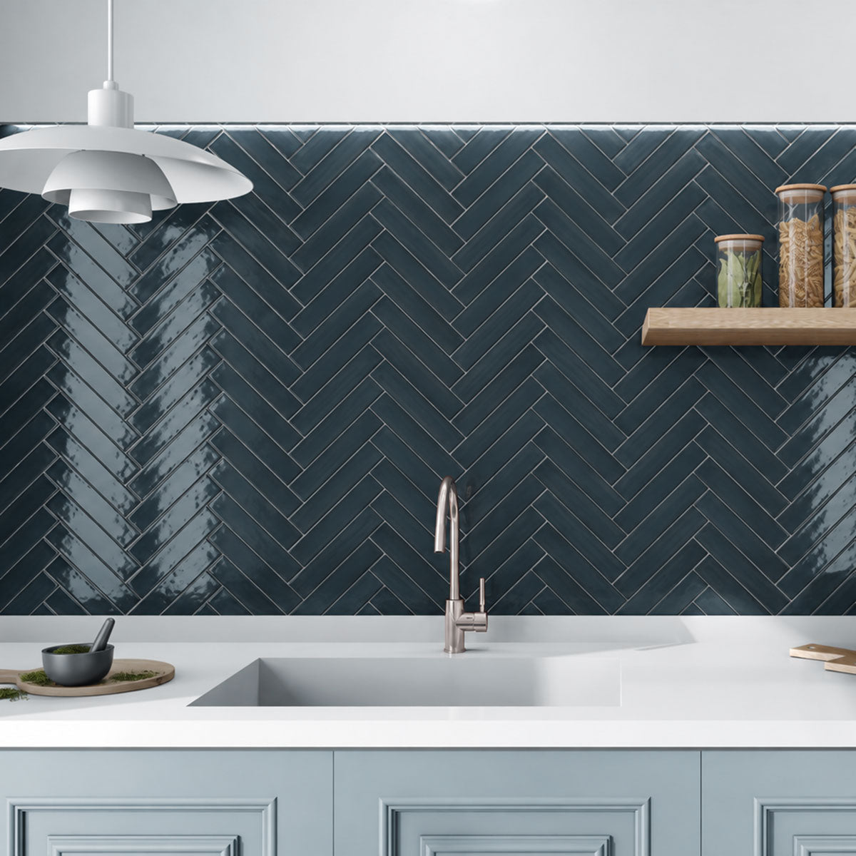 Kakel Materika Rak Blue Blank 5x25