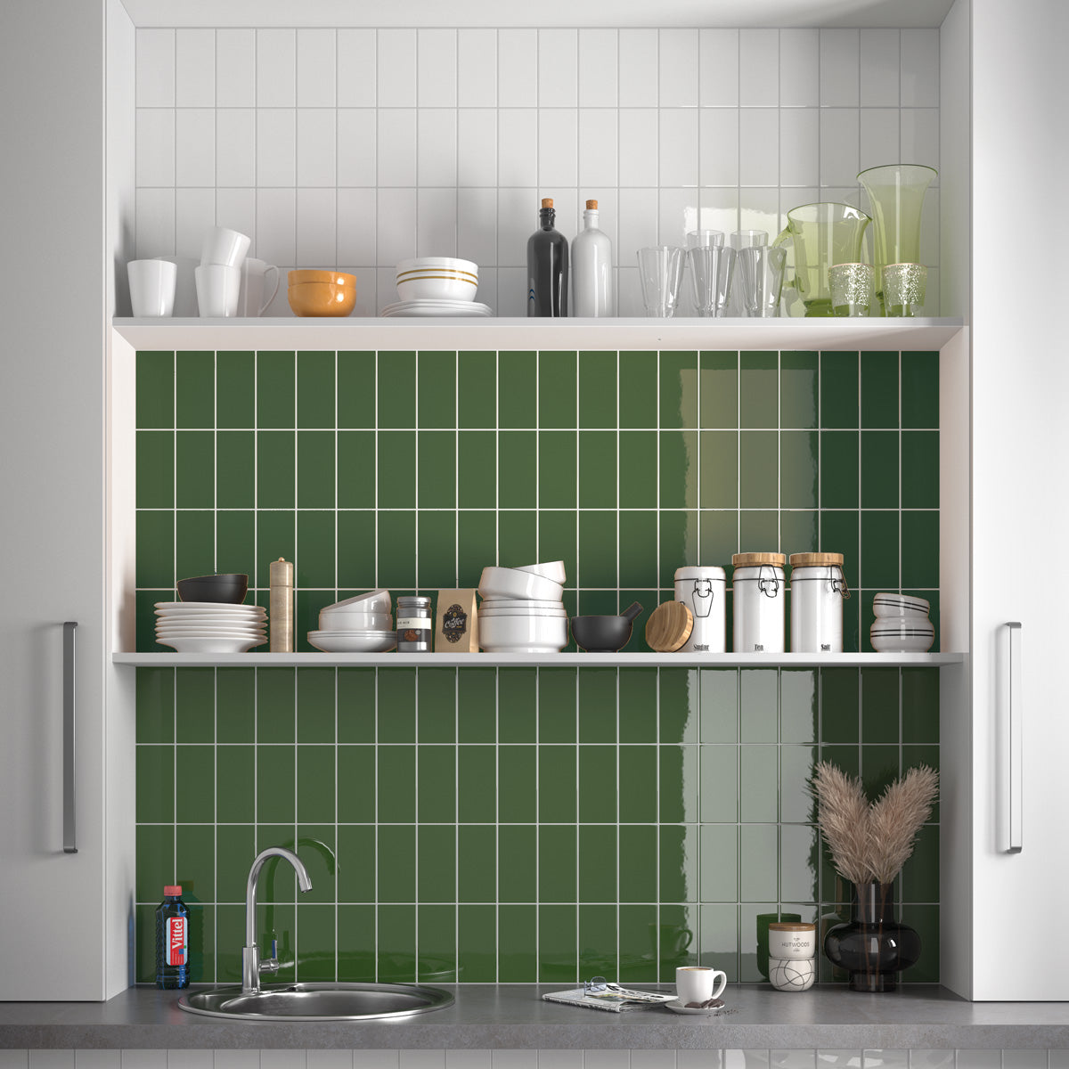 Kakel Vision Victorian Green Blank 7,5x15